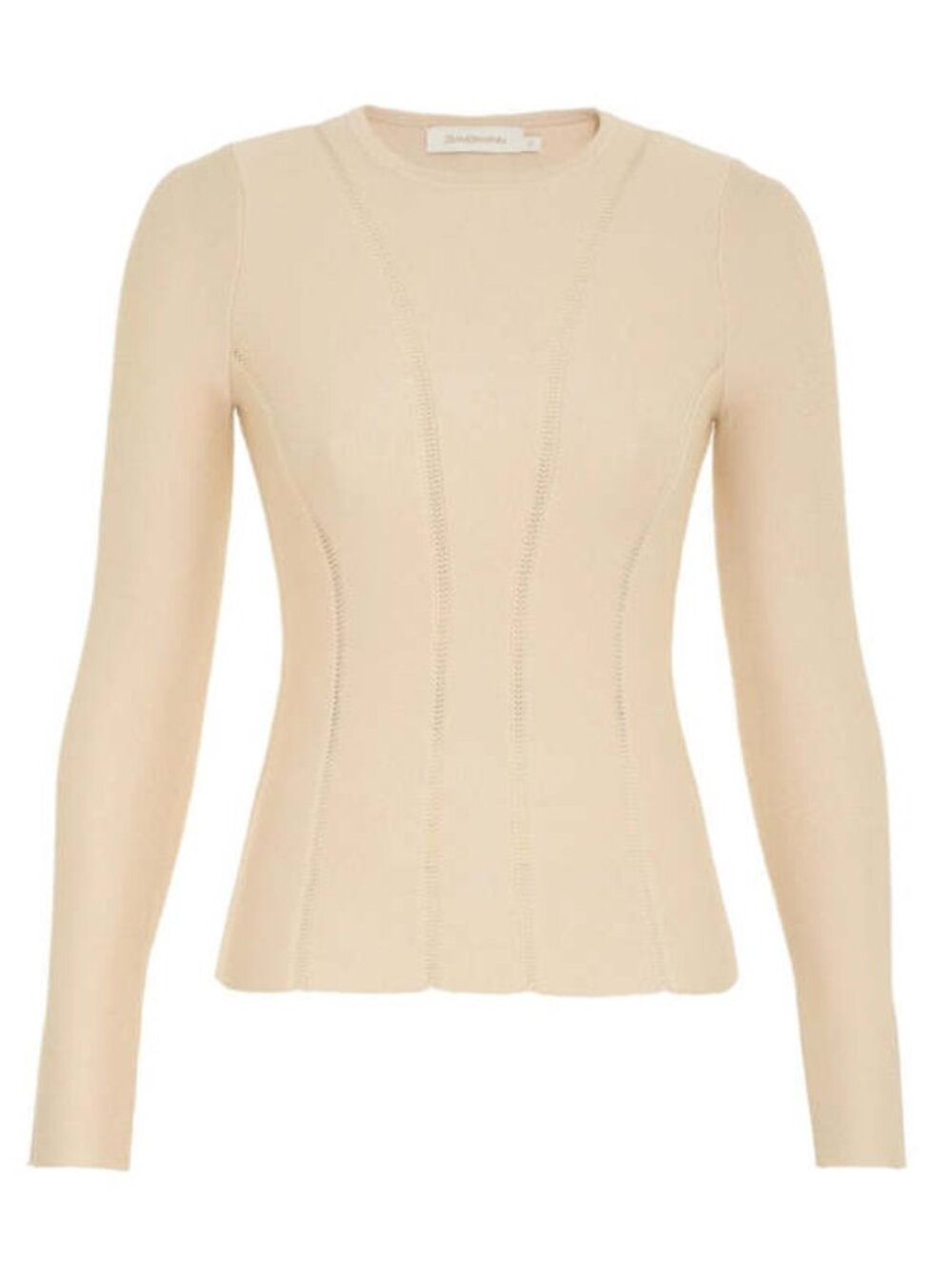 Zimmermann Luminosity Cream Pointelle Knit Long Sleeve Top Size 2 US 8